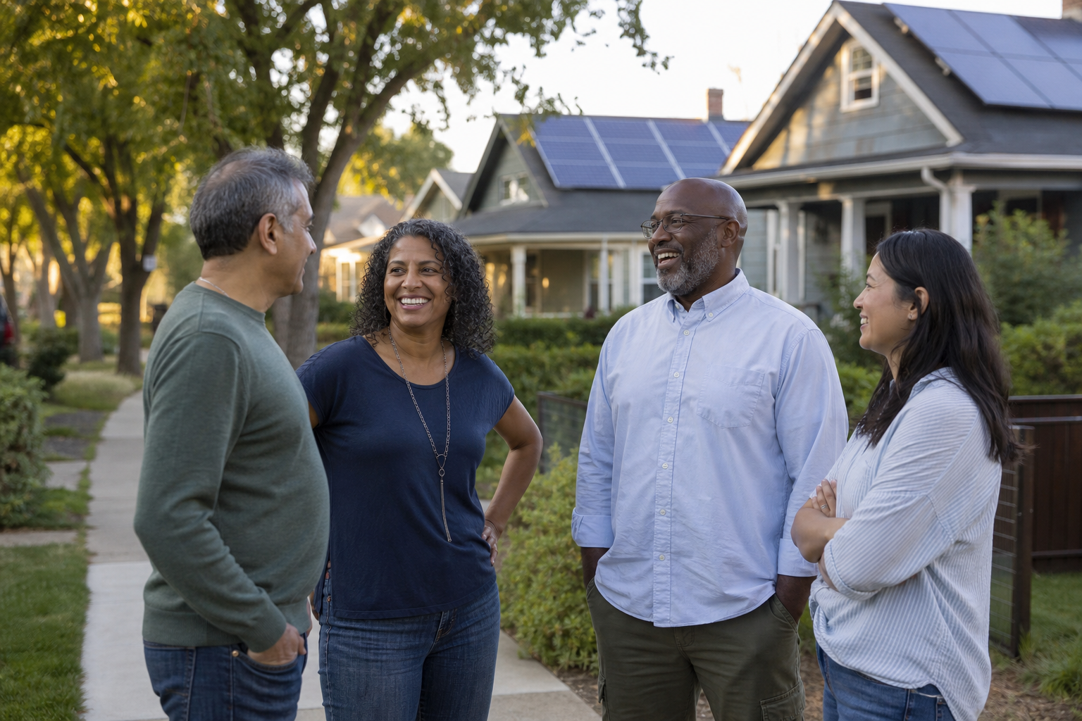 Neighbors talking about solar in their community
